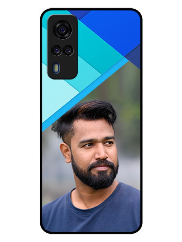 Custom Vivo Y51 Custom Glass Phone Case  - Blue Pattern Design