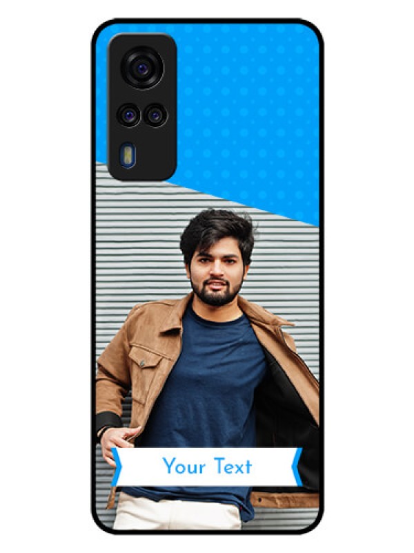 Custom Vivo Y51 Photo Printing on Glass Case  - Simple Blue Color Design