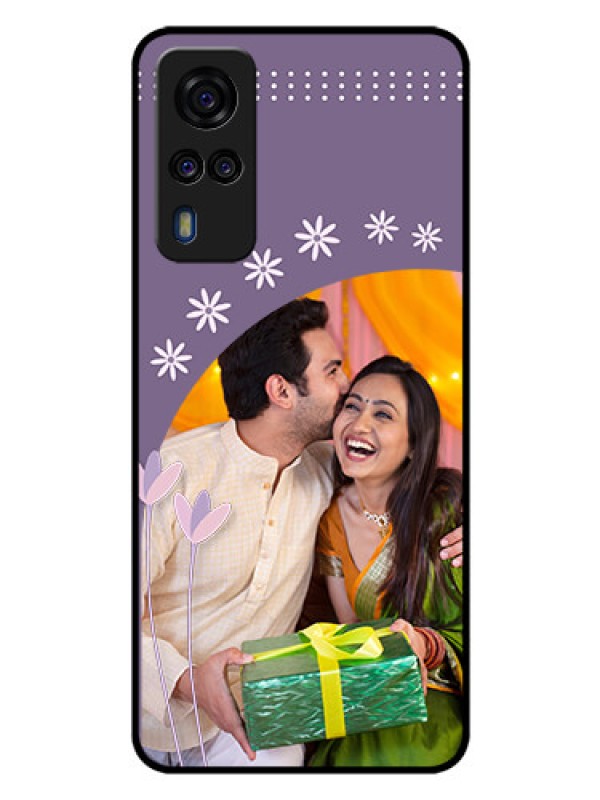 Custom Vivo Y51 Custom Glass Mobile Case  - Lavender flowers design 