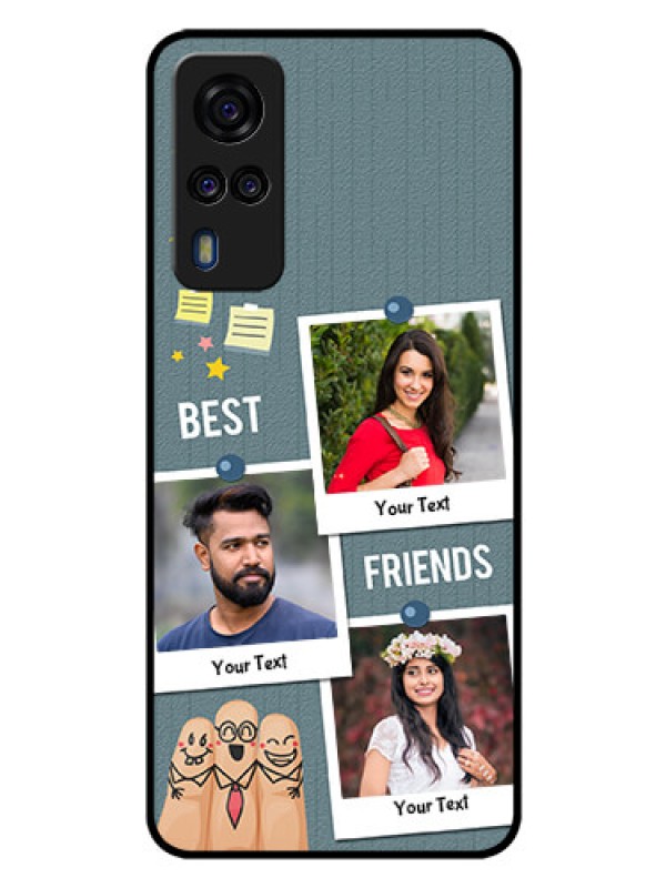 Custom Vivo Y51 Personalized Glass Phone Case  - Sticky Frames and Friendship Design