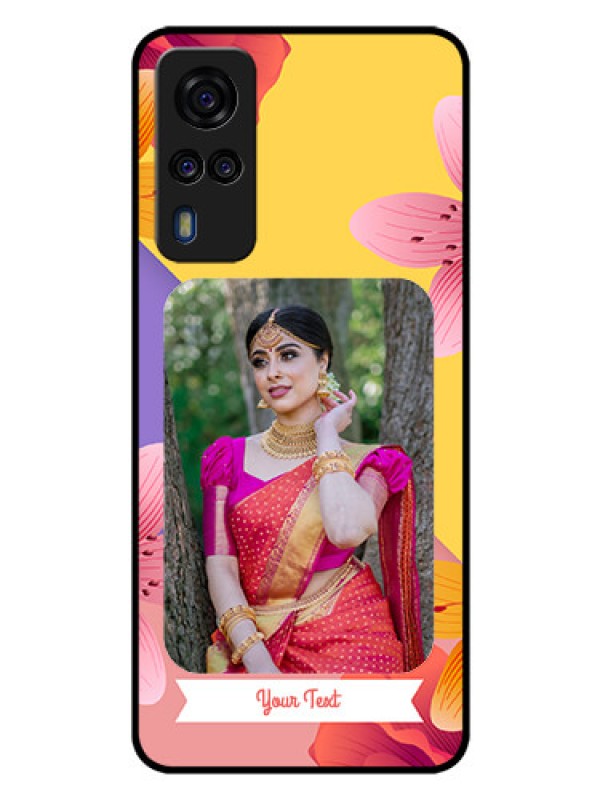 Custom Vivo Y51 Custom Glass Mobile Case  - 3 Image With Vintage Floral Design