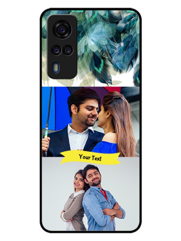 Custom Vivo Y51 Personalized Glass Phone Case  - Image with Boho Peacock Feather Design