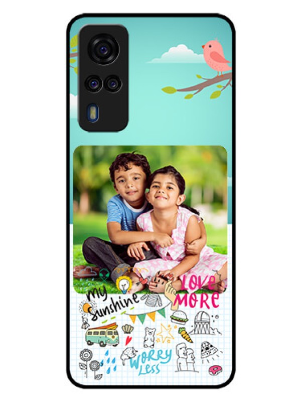 Custom Vivo Y51 Photo Printing on Glass Case  - Doodle love Design