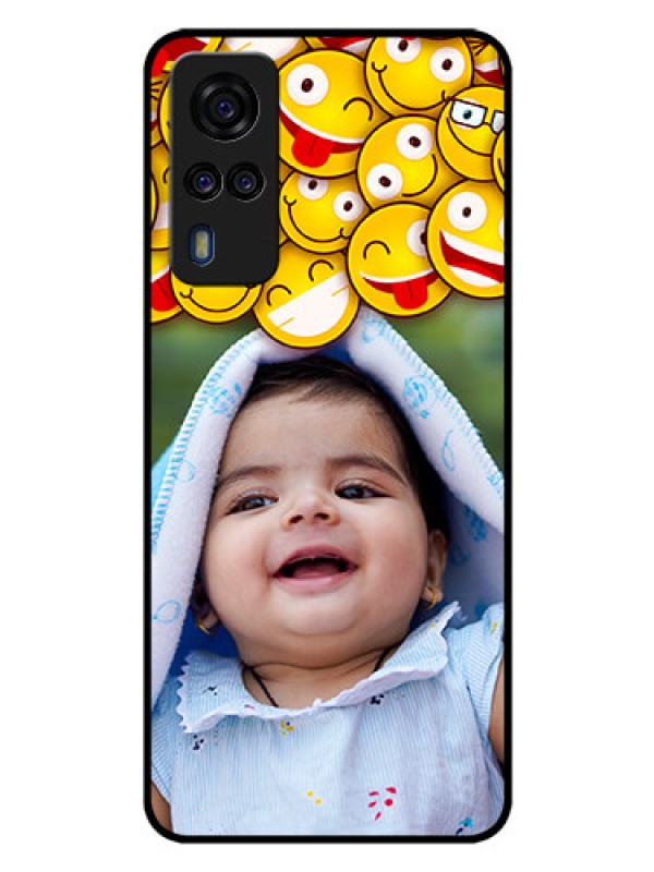 Custom Vivo Y51 Custom Glass Mobile Case  - with Smiley Emoji Design