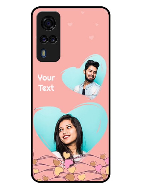 Custom Vivo Y51 Custom Glass Mobile Case  - Love Doodle Design