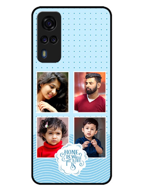 Custom Vivo Y51 Custom Glass Phone Case - Cute love quote with 4 pic upload Design