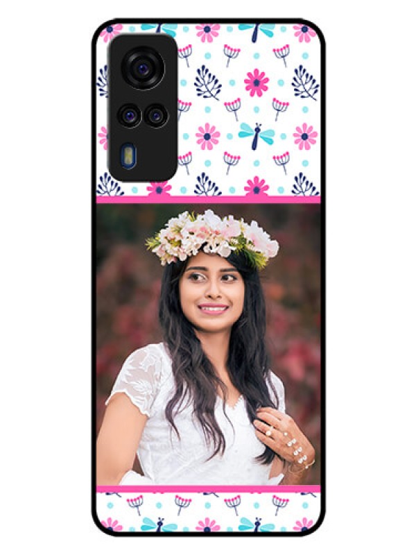 Custom Vivo Y51A Photo Printing on Glass Case  - Colorful Flower Design