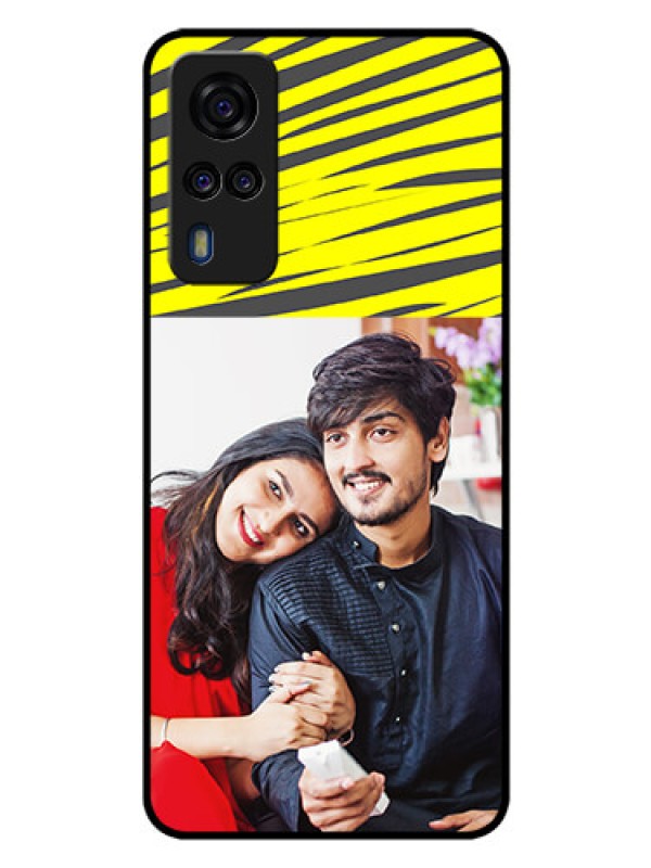 Custom Vivo Y51A Photo Printing on Glass Case  - Yellow Abstract Design
