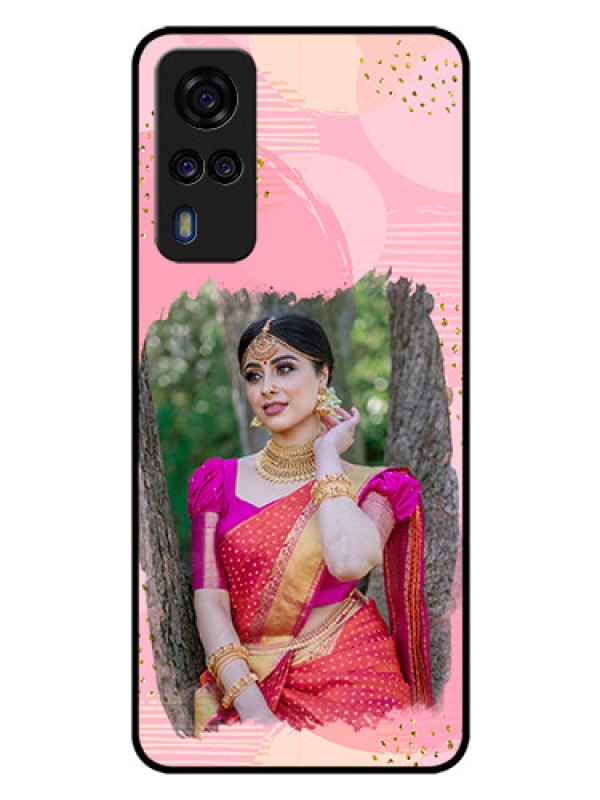 Custom Vivo Y51A Personalized Glass Phone Case  - Gold Glitter Splash Design