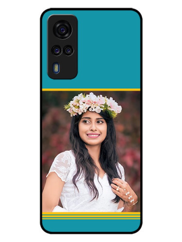 Custom Vivo Y53s Custom Glass Phone Case  - Yellow & Blue Design 