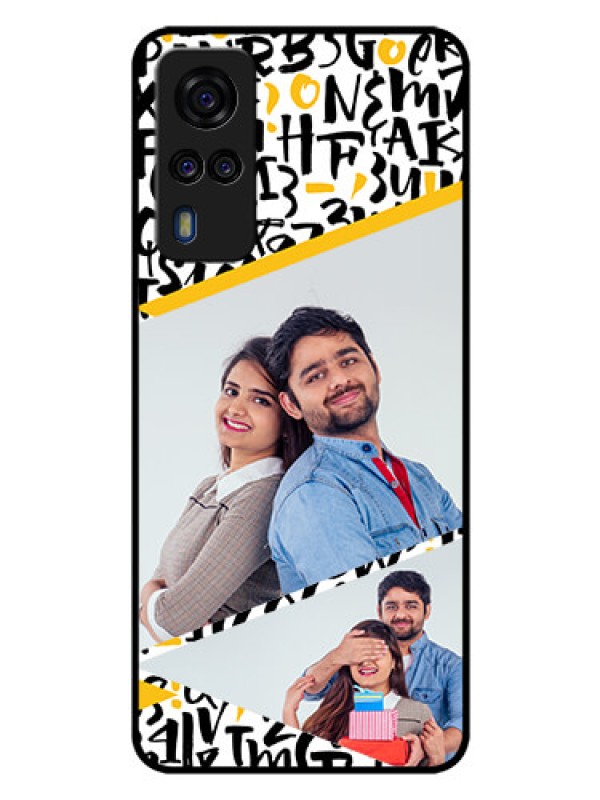 Custom Vivo Y53s Custom Glass Mobile Case  - Letters Pattern Design