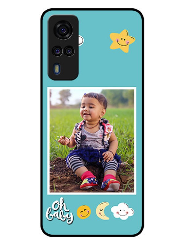 Custom Vivo Y53s Personalized Glass Phone Case  - Smiley Kids Stars Design