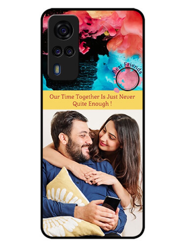 Custom Vivo Y53s Custom Glass Mobile Case  - Quote with Acrylic Painting Design