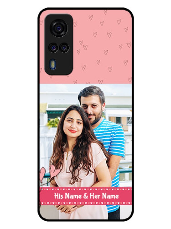 Custom Vivo Y53s Personalized Glass Phone Case  - Love Design Peach Color