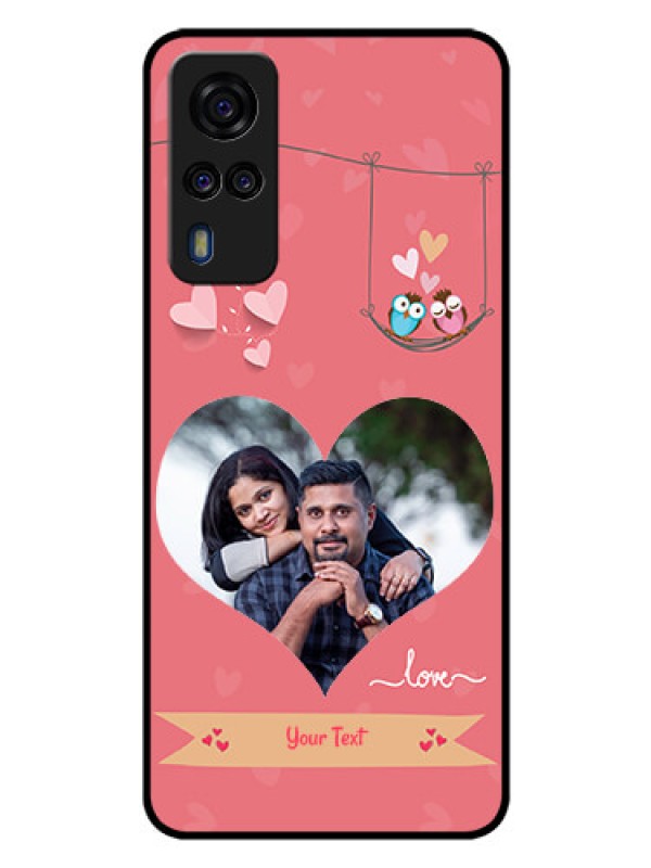 Custom Vivo Y53s Personalized Glass Phone Case  - Peach Color Love Design 