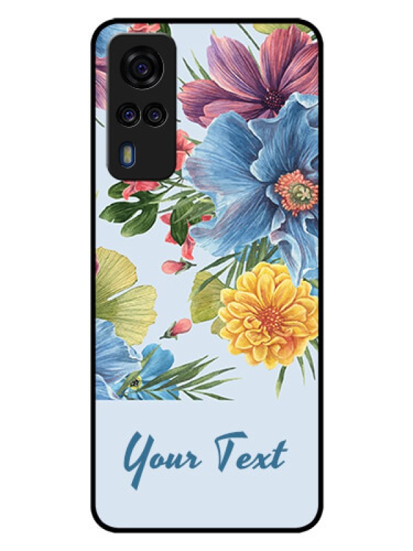 Custom Vivo Y53s Custom Glass Mobile Case - Stunning Watercolored Flowers Painting Design