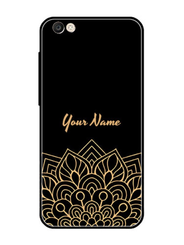 Custom Vivo Y55L Custom Glass Phone Case - Golden mandala Design