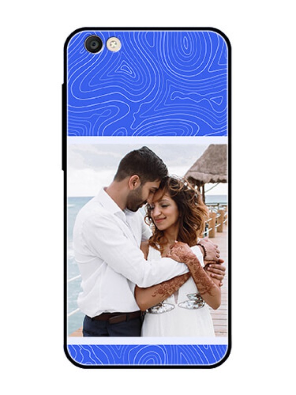 Custom Vivo Y55L Custom Glass Mobile Case - Curved line art with blue and white Design