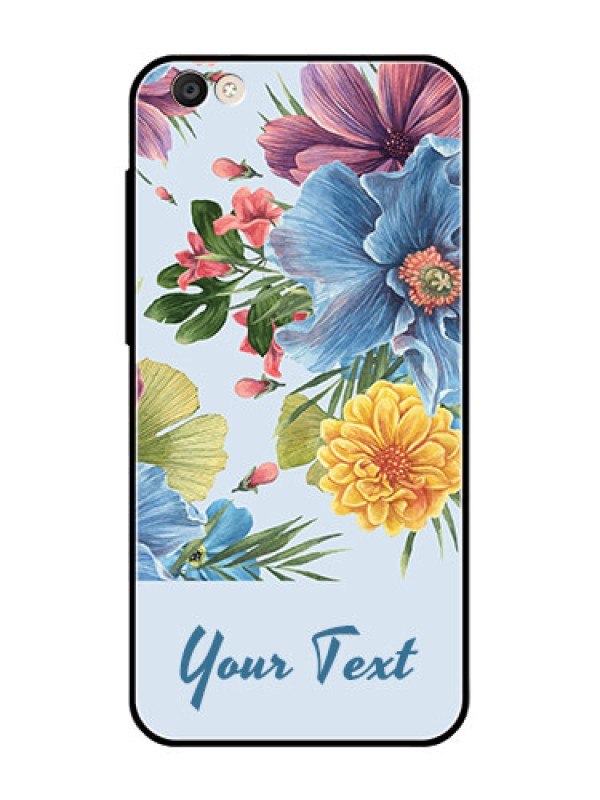 Custom Vivo Y55L Custom Glass Mobile Case - Stunning Watercolored Flowers Painting Design