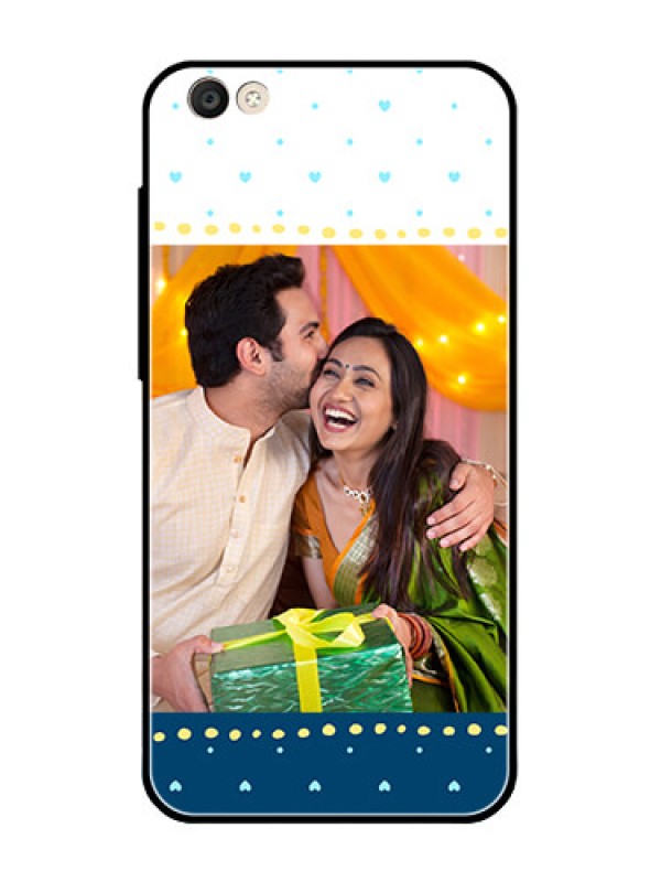 Custom Vivo Y55S Personalized Glass Phone Case  - White and Blue Abstract Design