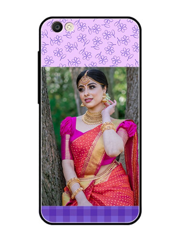 Custom Vivo Y55S Custom Glass Phone Case  - Purple Floral Design