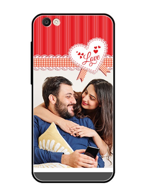 Custom Vivo Y55S Custom Glass Mobile Case  - Red Love Pattern Design