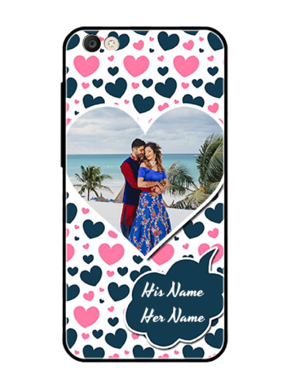 Custom Vivo Y55S Custom Glass Phone Case  - Pink & Blue Heart Design