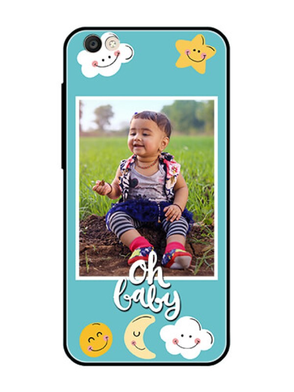 Custom Vivo Y55S Personalized Glass Phone Case  - Smiley Kids Stars Design