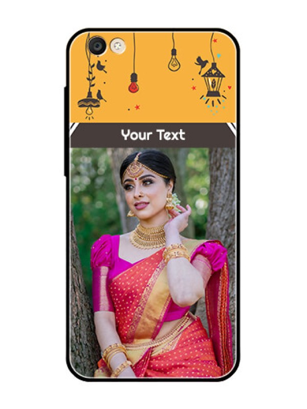 Custom Vivo Y55S Custom Glass Mobile Case  - with Family Picture and Icons 