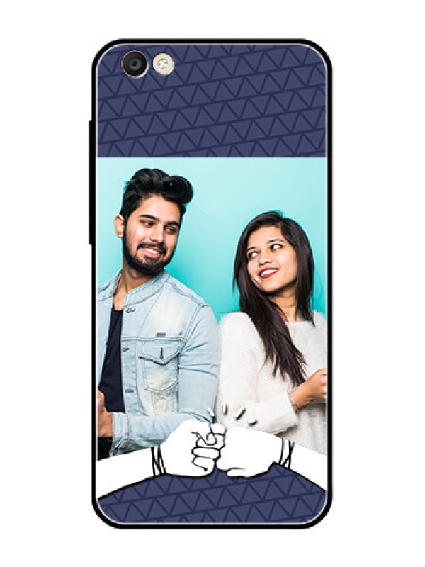 Custom Vivo Y55S Photo Printing on Glass Case  - with Best Friends Design  