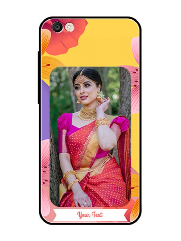 Custom Vivo Y55S Custom Glass Mobile Case  - 3 Image With Vintage Floral Design