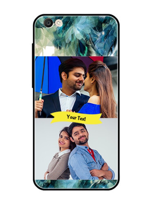 Custom Vivo Y55S Personalized Glass Phone Case  - Image with Boho Peacock Feather Design