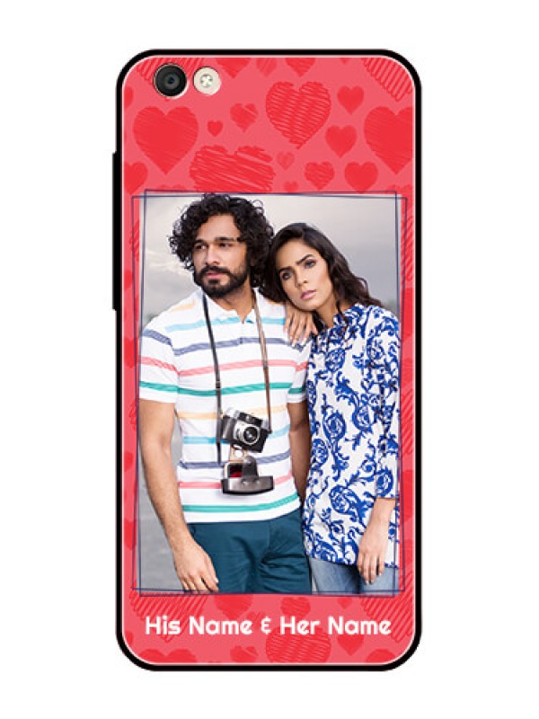 Custom Vivo Y55S Photo Printing on Glass Case  - with Red Heart Symbols Design