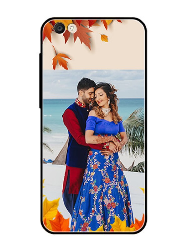 Custom Vivo Y55S Photo Printing on Glass Case  - Autumn Maple Leaves Design