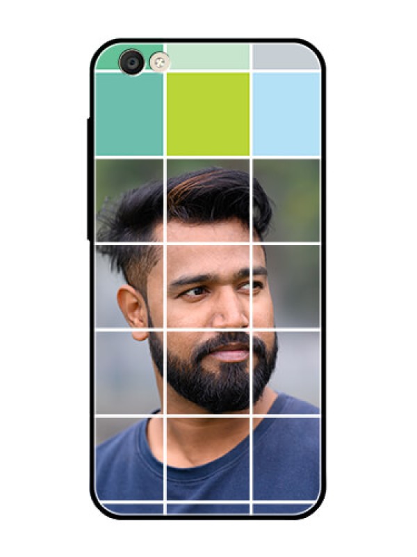 Custom Vivo Y55S Photo Printing on Glass Case  - with white box pattern 