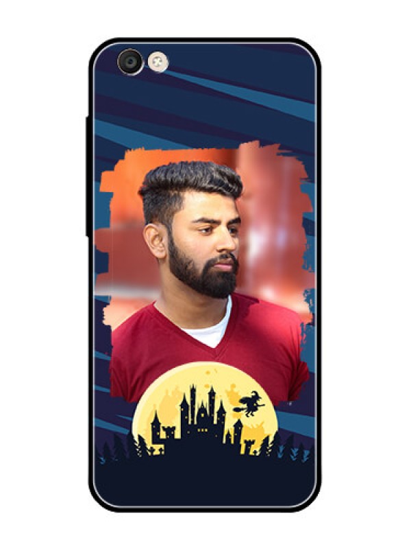 Custom Vivo Y55S Photo Printing on Glass Case  - Halloween Witch Design 