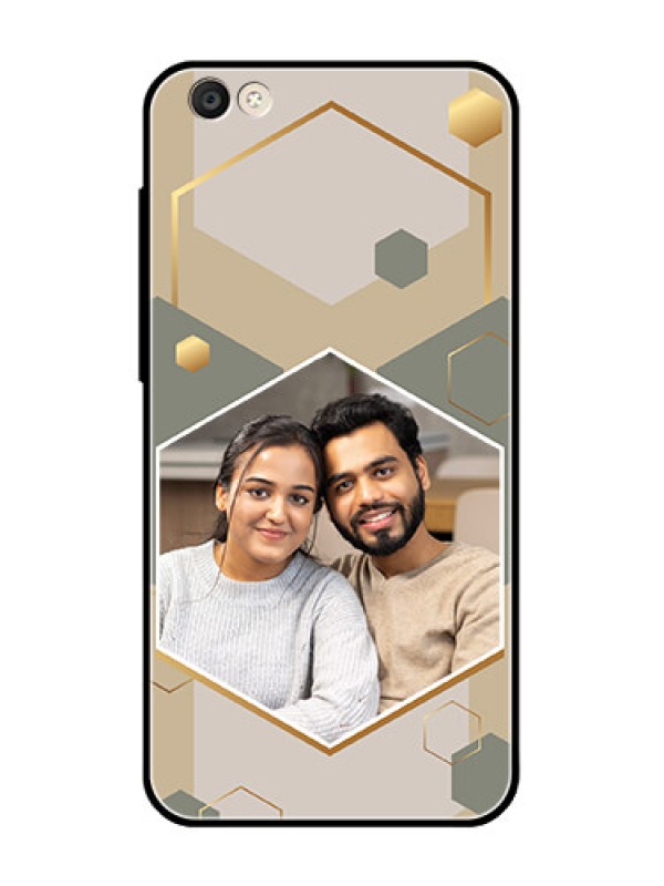 Custom Vivo Y55S Photo Printing on Glass Case - Stylish Hexagon Pattern Design