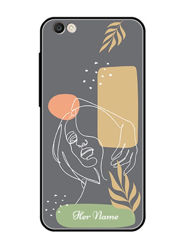 Custom Vivo Y55S Custom Glass Phone Case - Gazing Woman line art Design