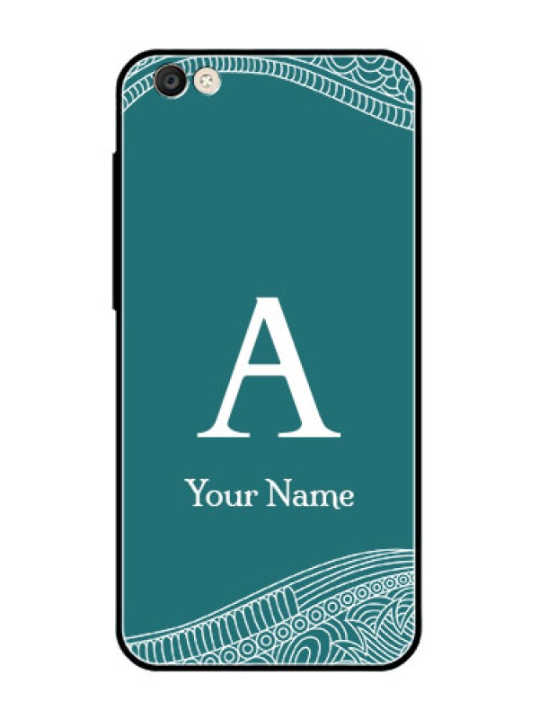 Custom Vivo Y55S Personalized Glass Phone Case - line art pattern with custom name Design