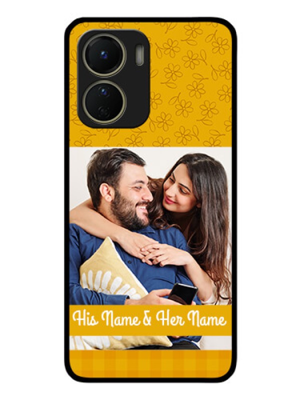 Custom Vivo Y56 5G Custom Glass Mobile Case - Yellow Floral Design