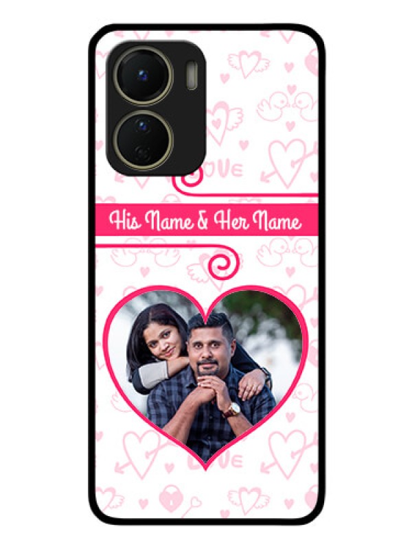 Custom Vivo Y56 5G Personalized Glass Phone Case - Heart Shape Love Design