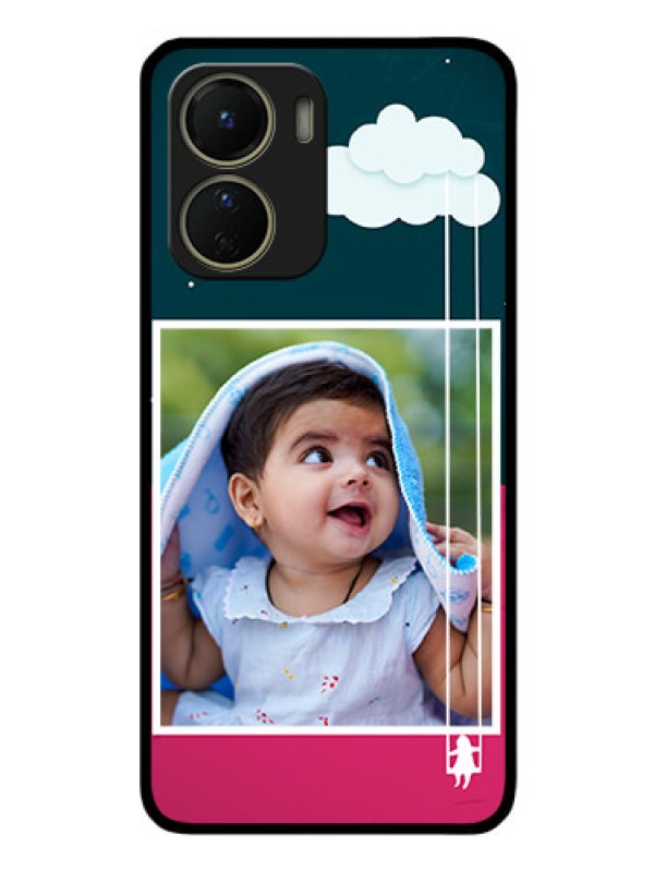 Custom Vivo Y56 5G Custom Glass Phone Case - Cute Girl with Cloud Design