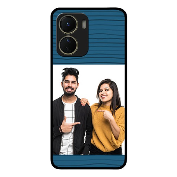 Vivo Y56 5G Custom Glass Phone Case - Blue Pattern Cover Design Vivo Y56 5G Custom Glass Phone Case - Blue Pattern Cover Design