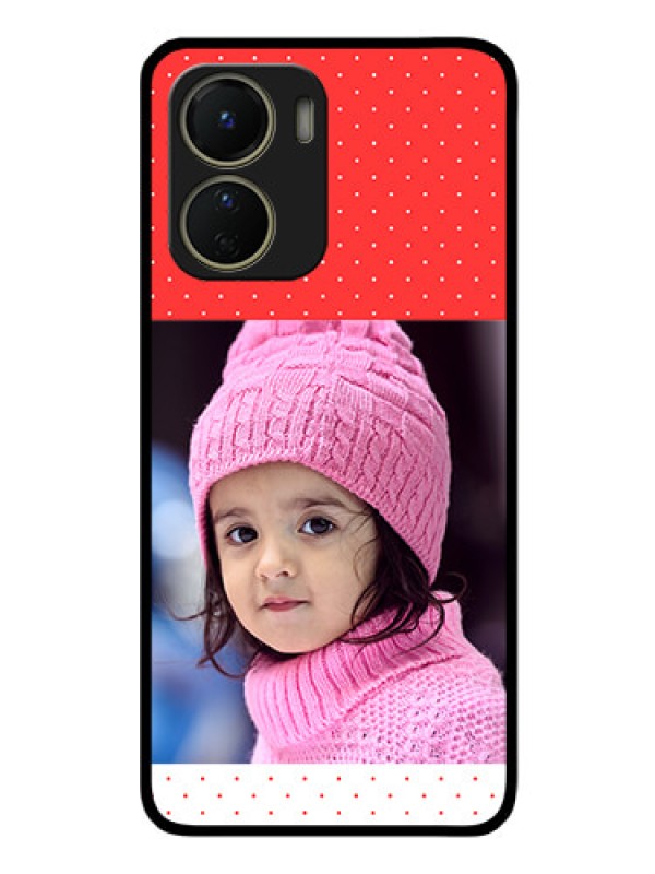 Custom Vivo Y56 5G Photo Printing on Glass Case - Red Pattern Design