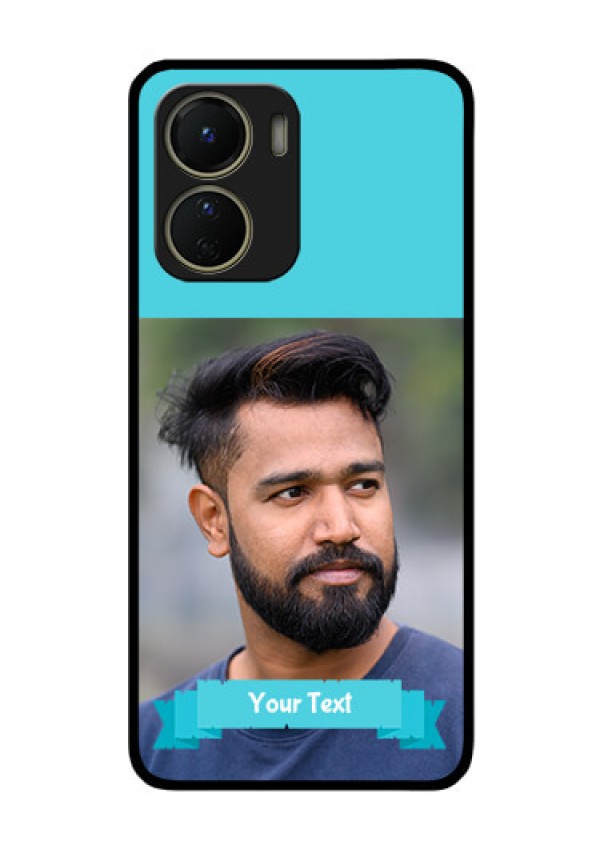 Vivo Y56 5G Personalized Glass Phone Case - Simple Blue Color Design