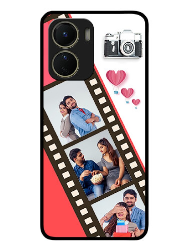 Custom Vivo Y56 5G Personalized Glass Phone Case - 3 Image Holder with Film Reel