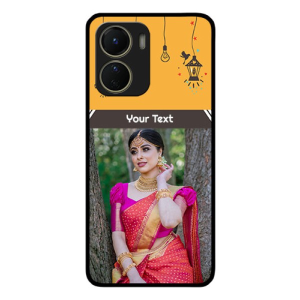 Vivo Y56 5G Custom Glass Mobile Case - with Family Picture and Icons Vivo Y56 5G Custom Glass Mobile Case - with Family Picture and Icons