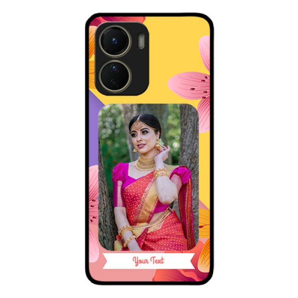 Vivo Y56 5G Custom Glass Mobile Case - 3 Image With Vintage Floral Design Vivo Y56 5G Custom Glass Mobile Case - 3 Image With Vintage Floral Design