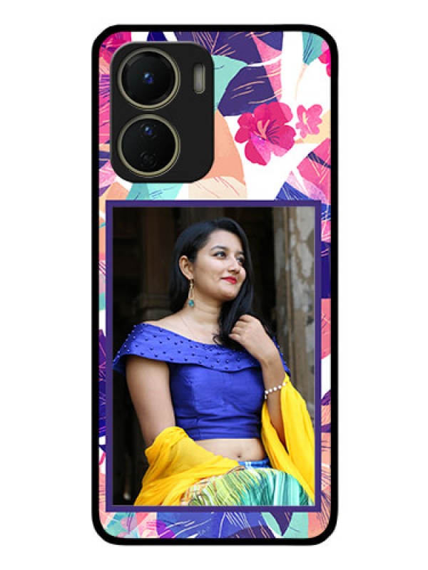 Custom Vivo Y56 5G Custom Glass Mobile Case - Abstract Floral Design