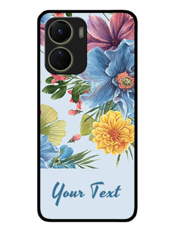 Custom Vivo Y56 5G Custom Glass Mobile Case - Stunning Watercolored Flowers Painting Design
